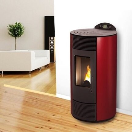 Kamna na pelety MODERNA SMART – 8.7 kW – kulatá, vínová