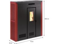 Peletová Kamna Daglan Slim 9 – $4,3$ až $9$ kW, Červená, Kanalizovatelná - Obrázek 2